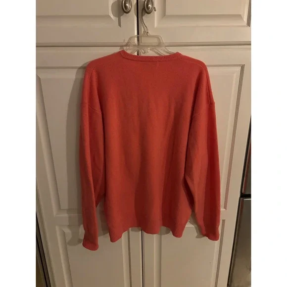 Mark Fore & Strike Mens XL Coral Orange 100% Lambswool V-Neck Knit Sweater - Picture 5 of 5